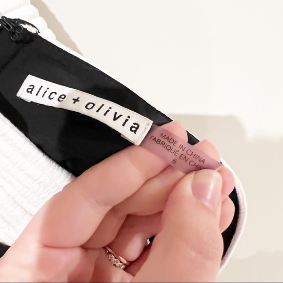 Alice + Olivia Lennon Quilted Lamb Leather Trim Crossover Asymmetrical Skirt 6 - Picture 9 of 13